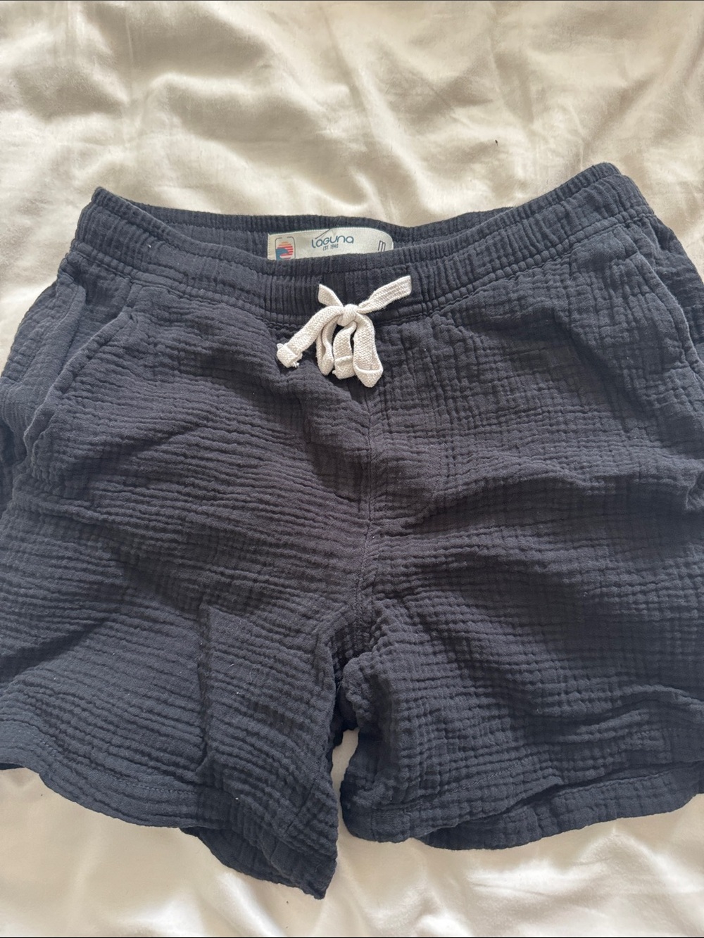 Laguna lightweight Black Gauze Drawstring Men’s Shorts 5” inseam